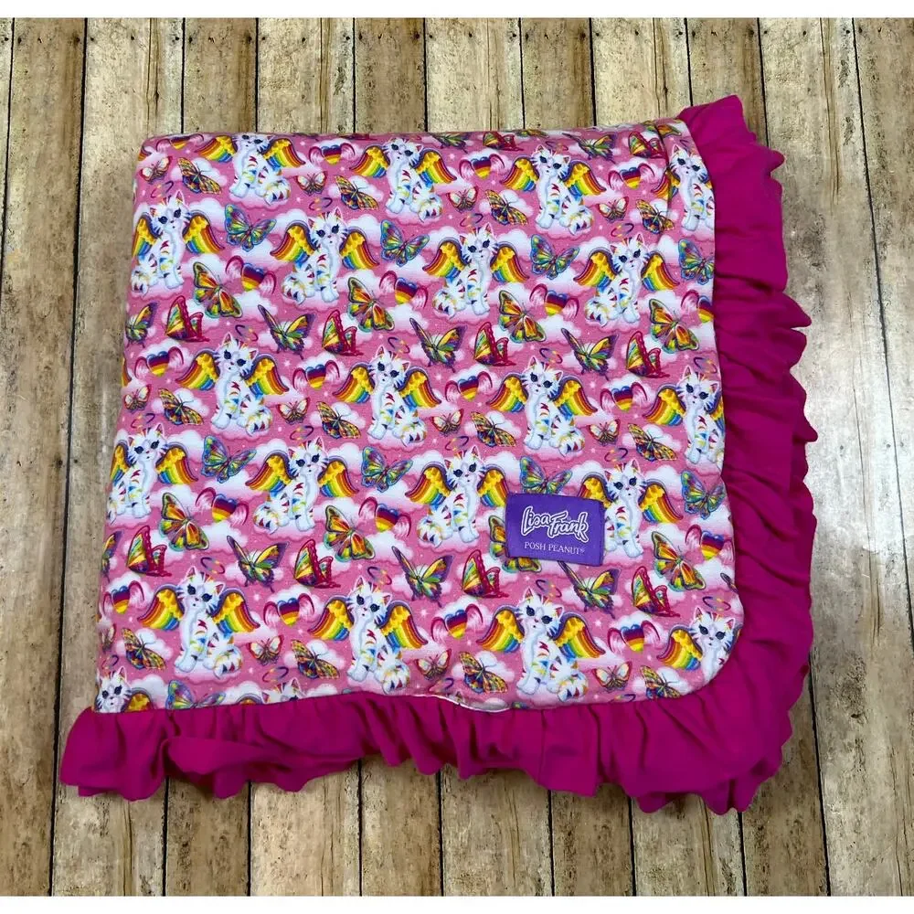 Posh Peanut Lisa Frank Angel Kitty Luxe Patoo Bamboo Blanket 60x60
